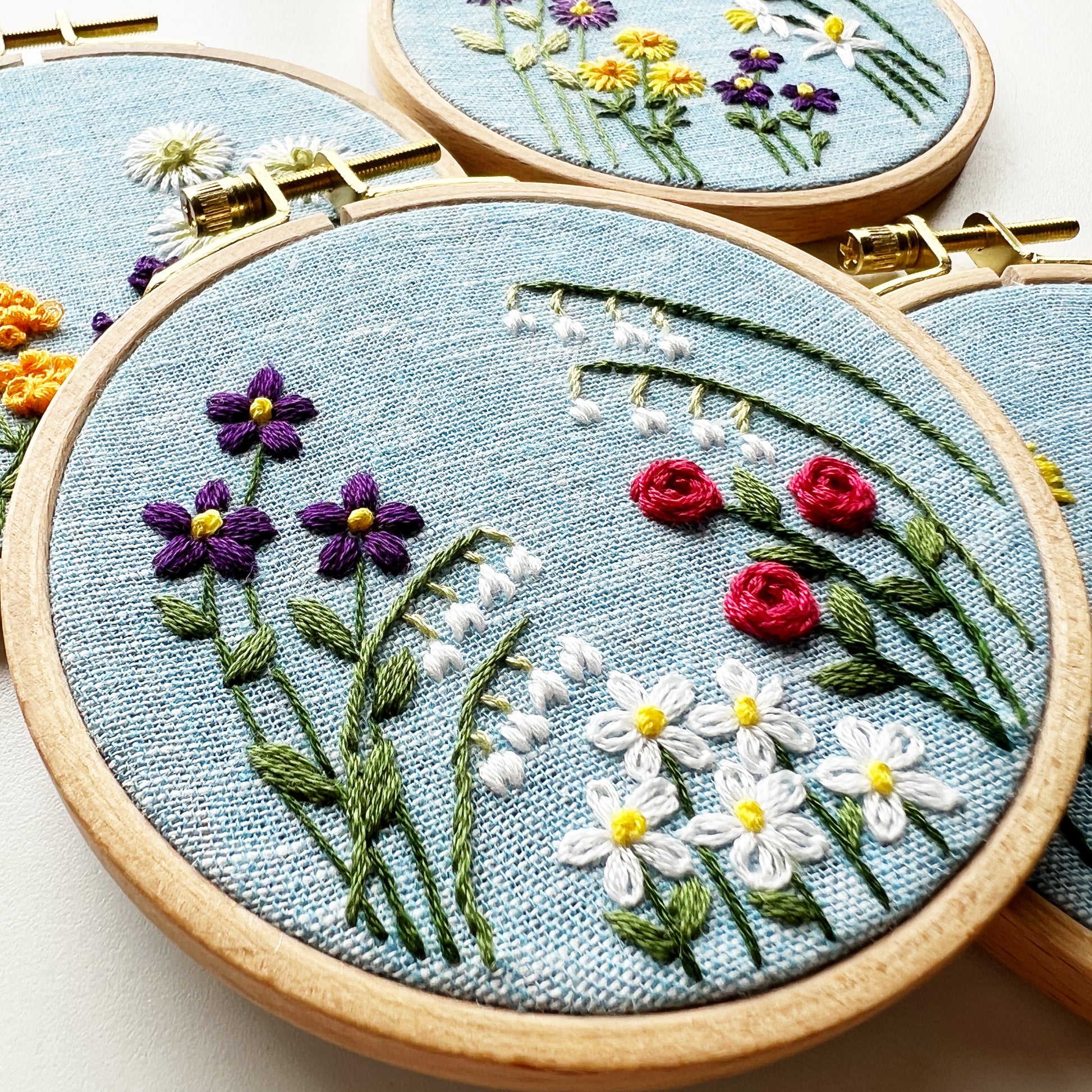 Embroidery Kit, Family Flower Garden, DIY Embroidery Hoop Art, Choose Your Design, Complete Kit