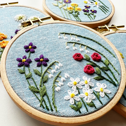 Embroidery Kit, Family Flower Garden, DIY Embroidery Hoop Art, Choose Your Design, Complete Kit