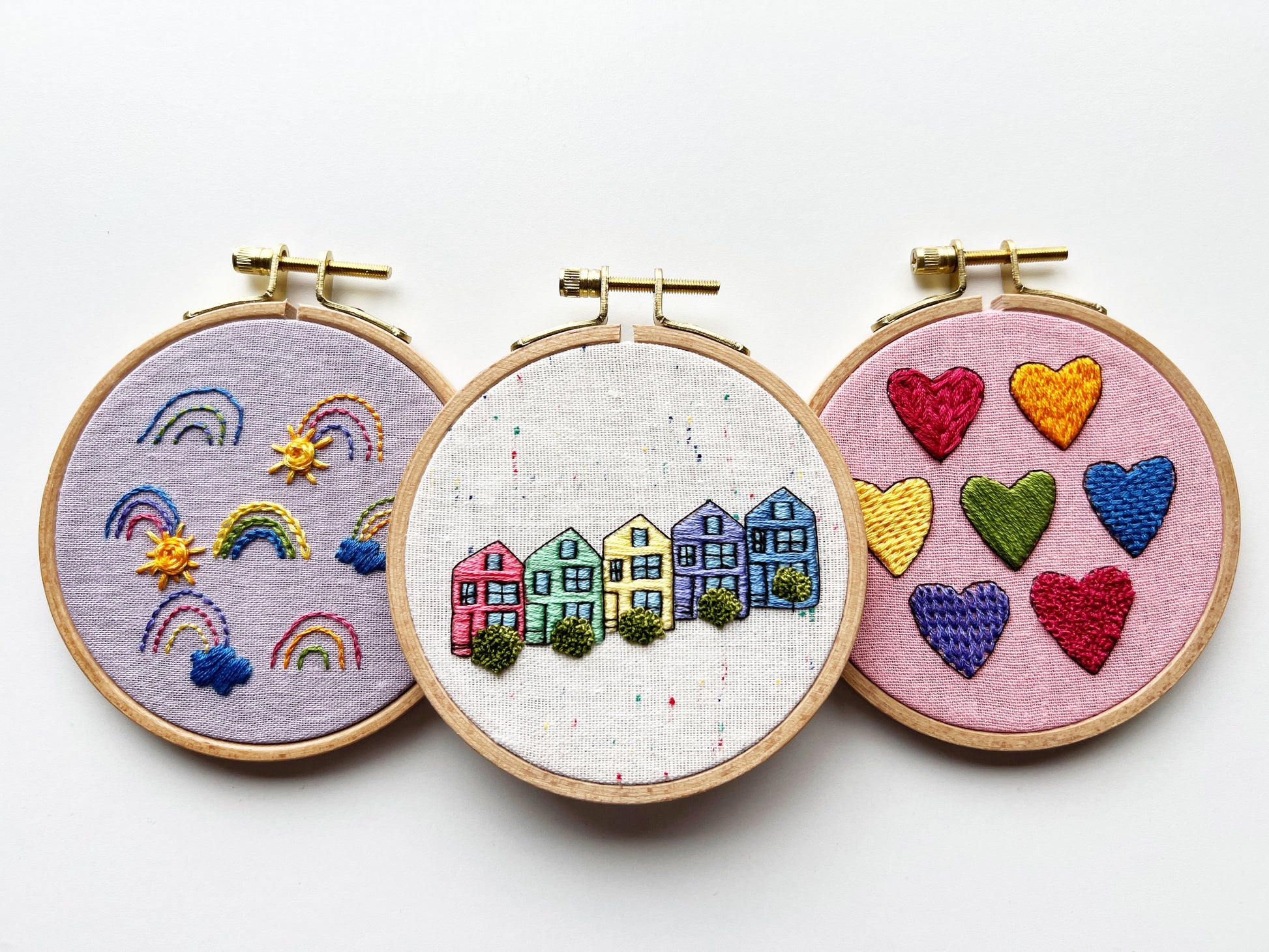 Sunshine and Rainbows, Painted Ladies and I heart stitching by Rosanna Diggs Embroidery.