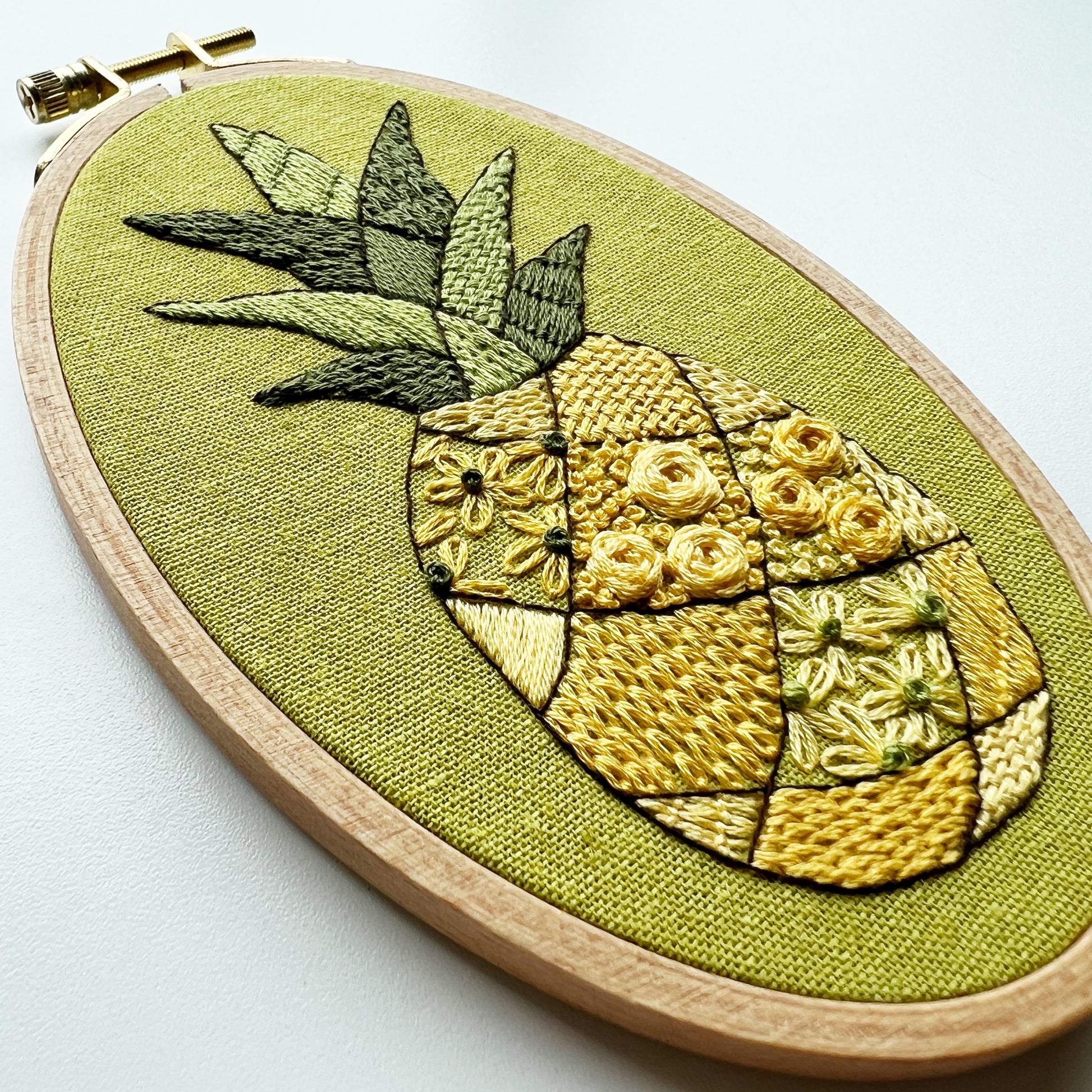 There are many stitch options with a sampler. Every Patchwork Pineapple looks different.