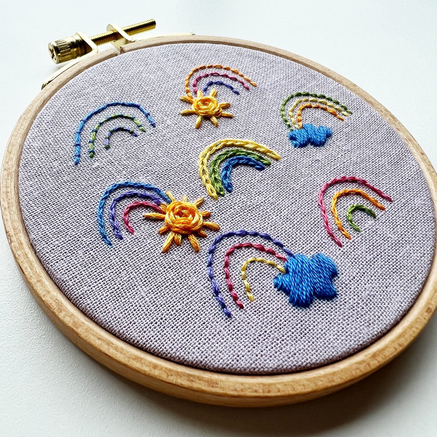 Sunshine and Rain complete embroidery kit by Rosanna Diggs Embroidery.
