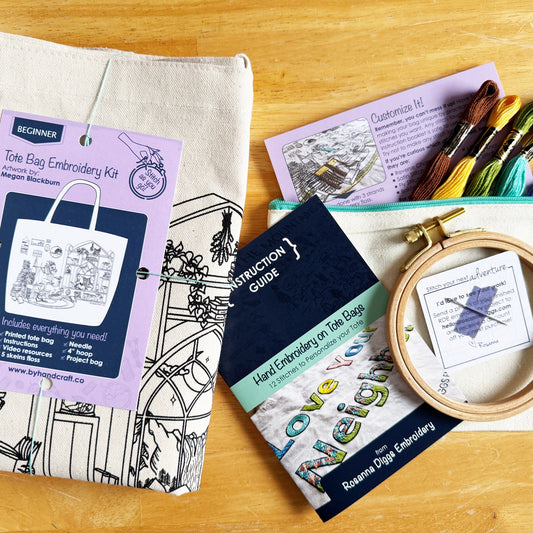 Book Dragon Tote Bag Embroidery Kit