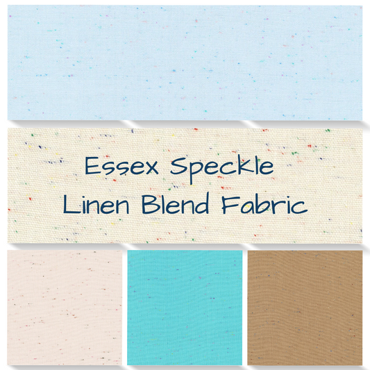 Robert Kauffman Essex Speckle Linen Blend Fabric.  Shown in Sky, Cream, Gelato, Aqua and Mocha.