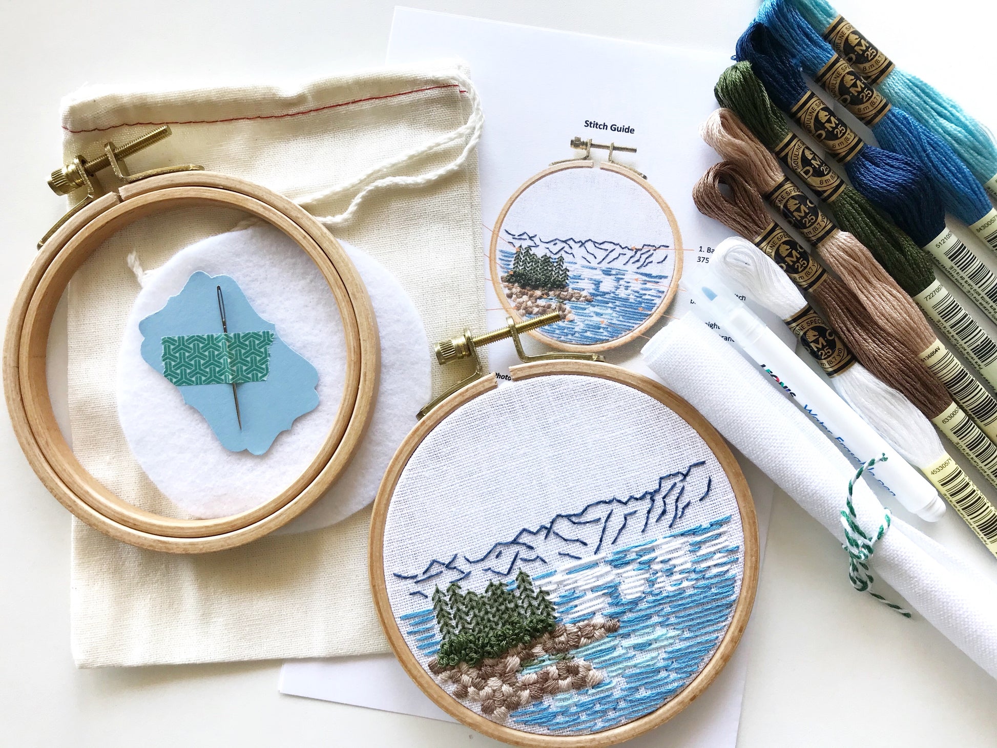 What you need. 4 inch wooden hoop,6 inch square linen fabric, water soluble pen, 6 strand embroidery floss, needle, Felt for backing, Pattern, Step by step instructions