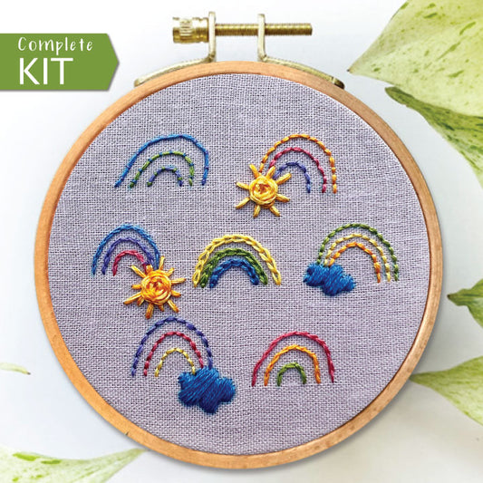 Sunshine and Rainbows complete embroidery kit by Rosanna Diggs Embroidery.