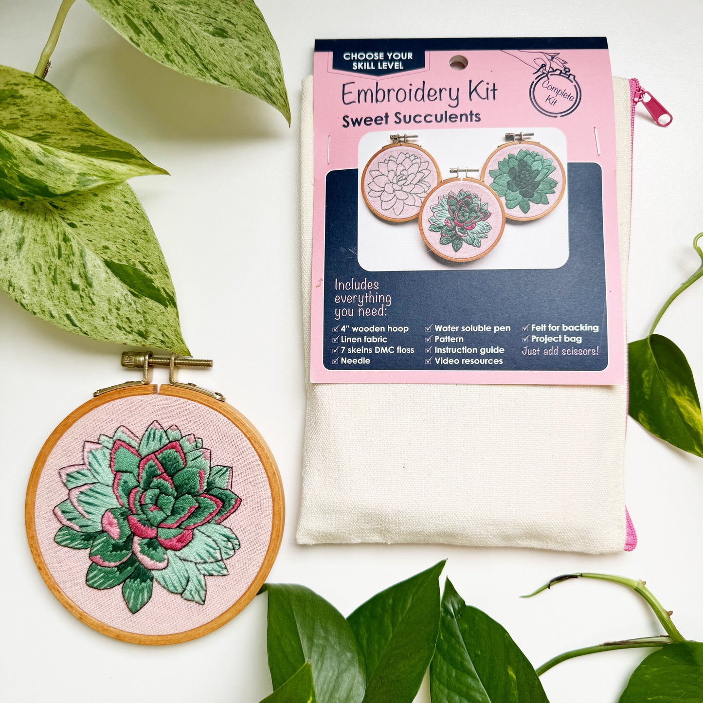 All Rosanna Diggs kits come in a reusable zippered project bag. The booklet and outer Labels are printed on 100% recycled paper.