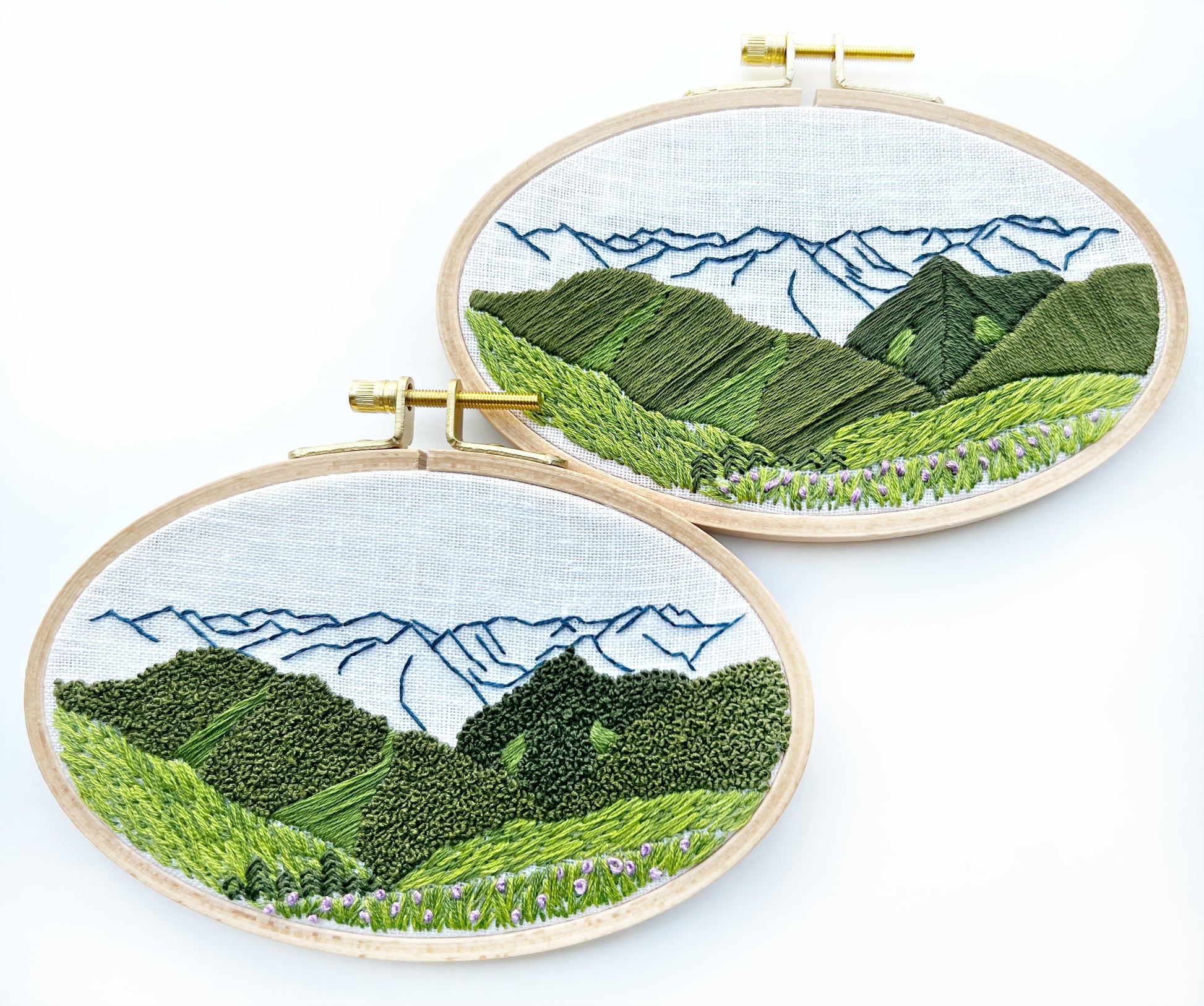 Hurricane Ridge Embroidery PDF includes directions for beginner and advanced versions.