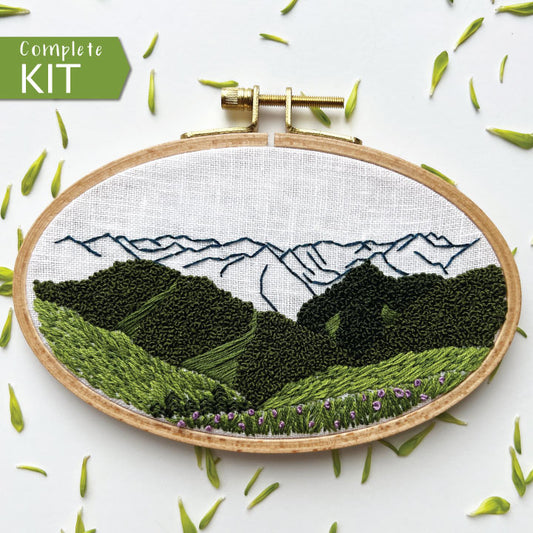 Advanced Embroidery Kit, Hurricane Ridge, Olympic National Park, Pacific Northwest Landscape, Full Embroidery Kit.