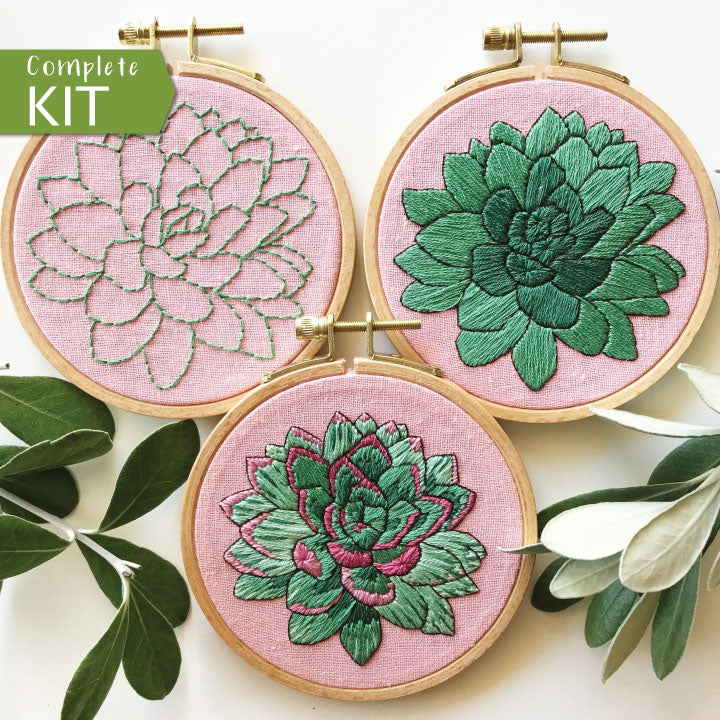 embroidery succulent Sweet Succulents: Choose Your Skill Level Embroidery Kit