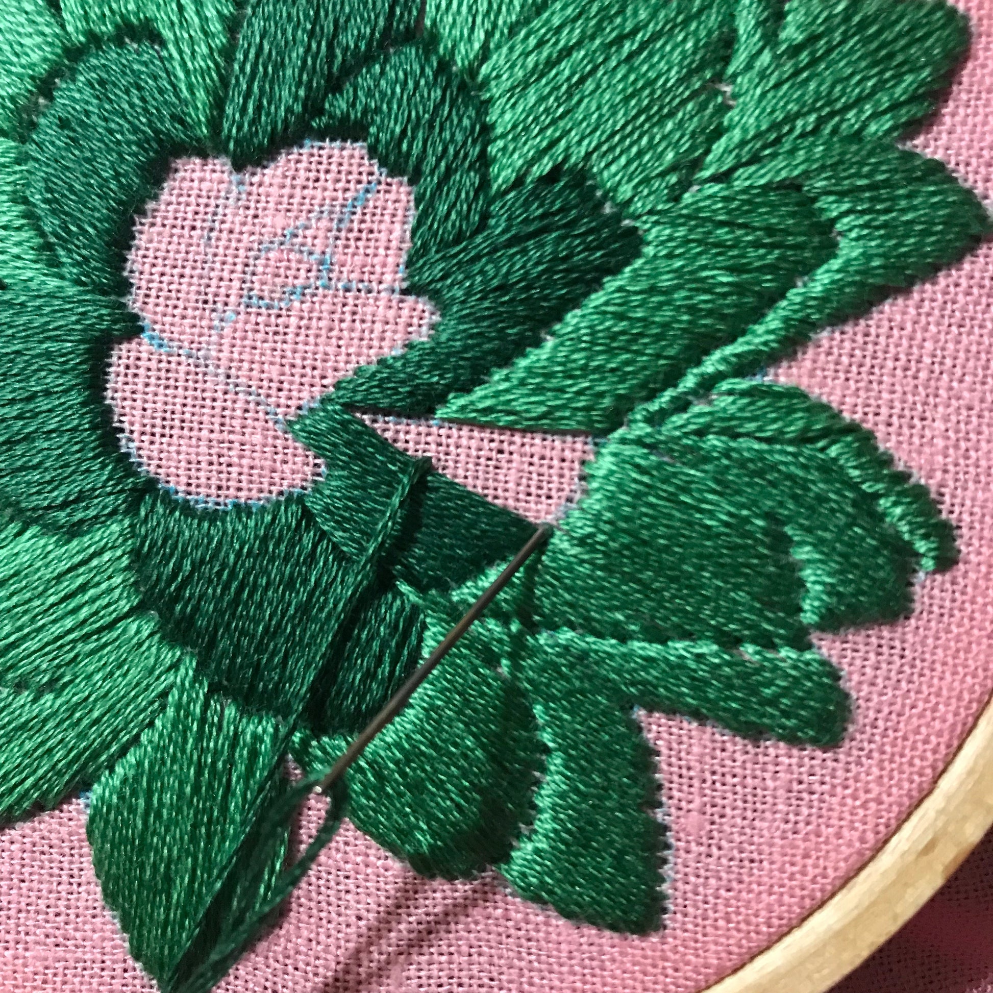 Close up of stitch detail in Sweet Succulents PDF.