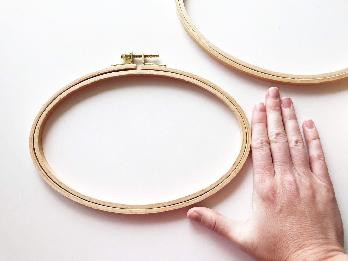 Large Oval Beech Wood Embroidery Hoop: Landscape Orientation