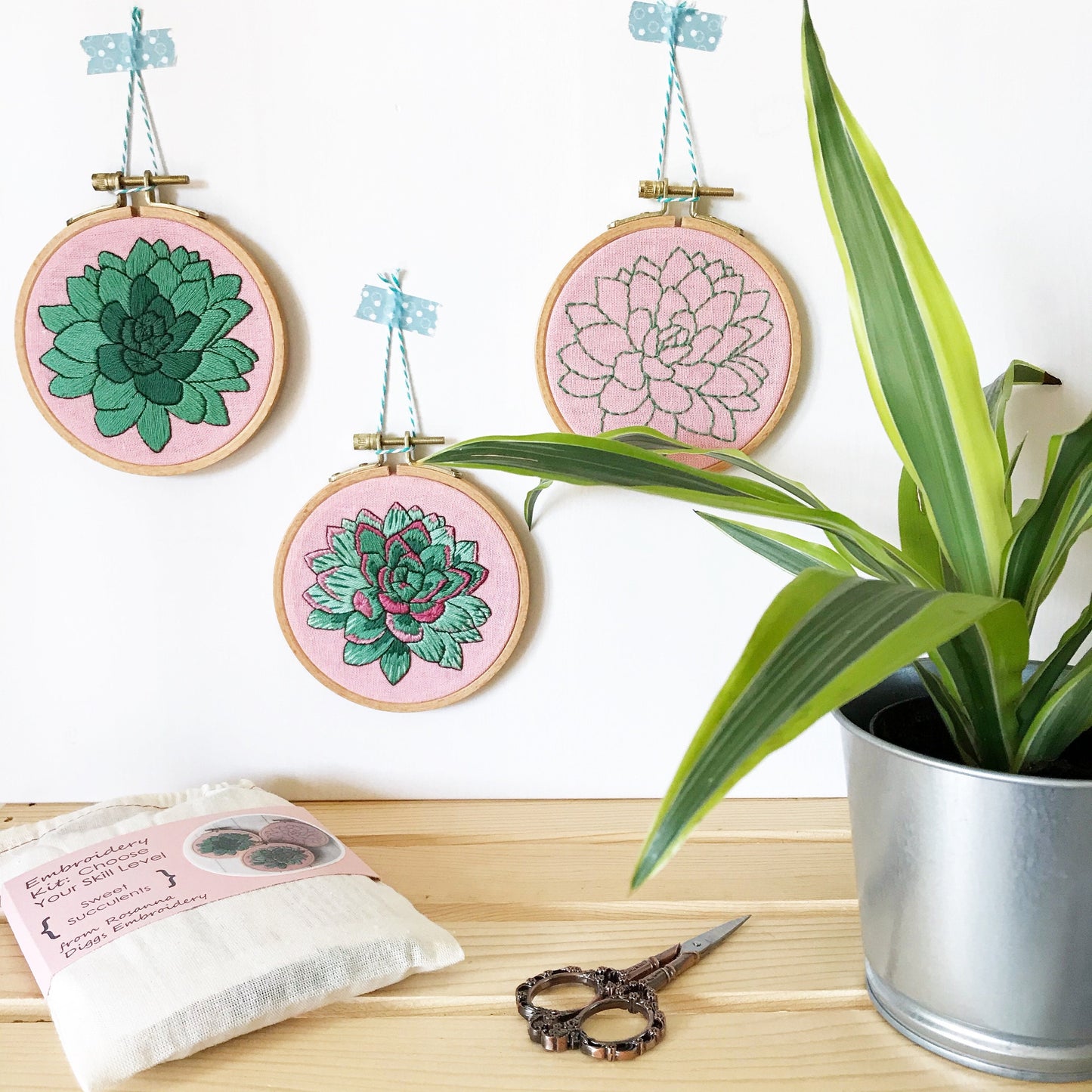 Sweet Succulents: Choose Your Skill Level Embroidery Kit