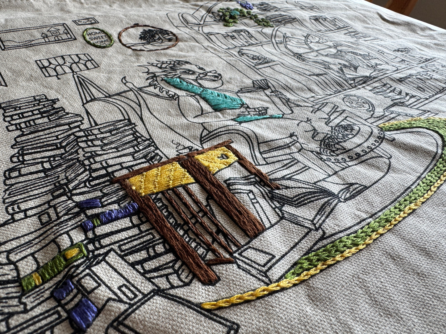 Book Dragon Tote Bag Embroidery Kit