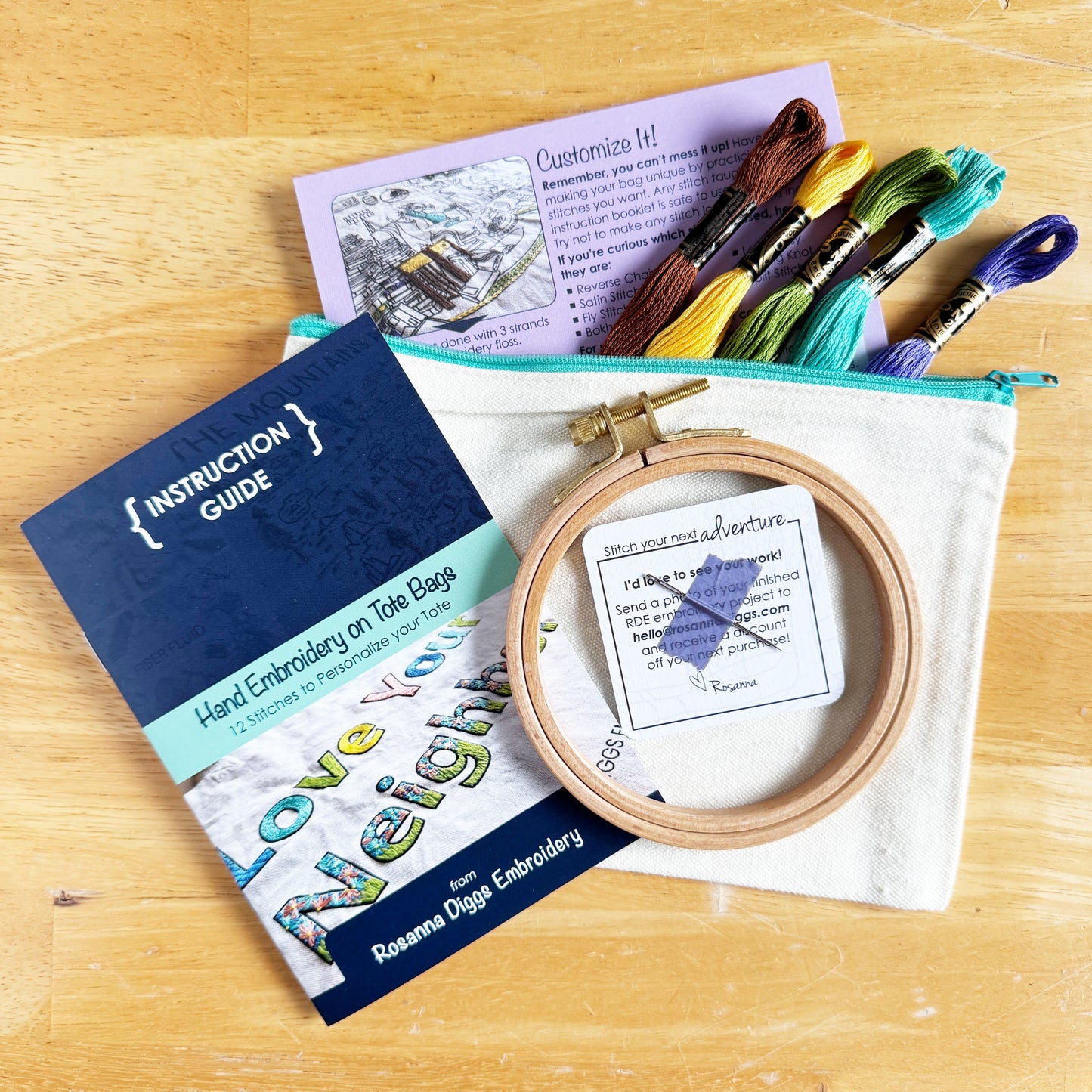 Book Dragon Tote Bag Embroidery Kit