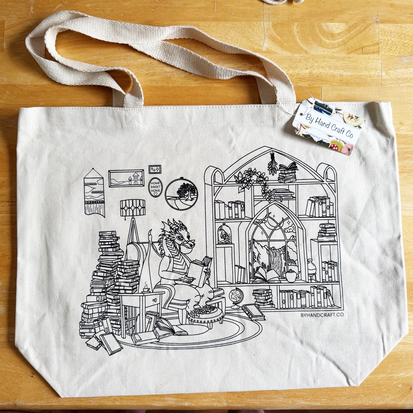Book Dragon Tote Bag Embroidery Kit