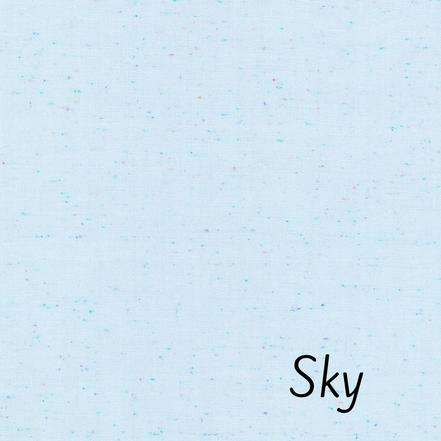Robert Kaufman Essex Speckle Linen Blend in Sky.  Light blue with flecks of darker blue, pink and turquois.