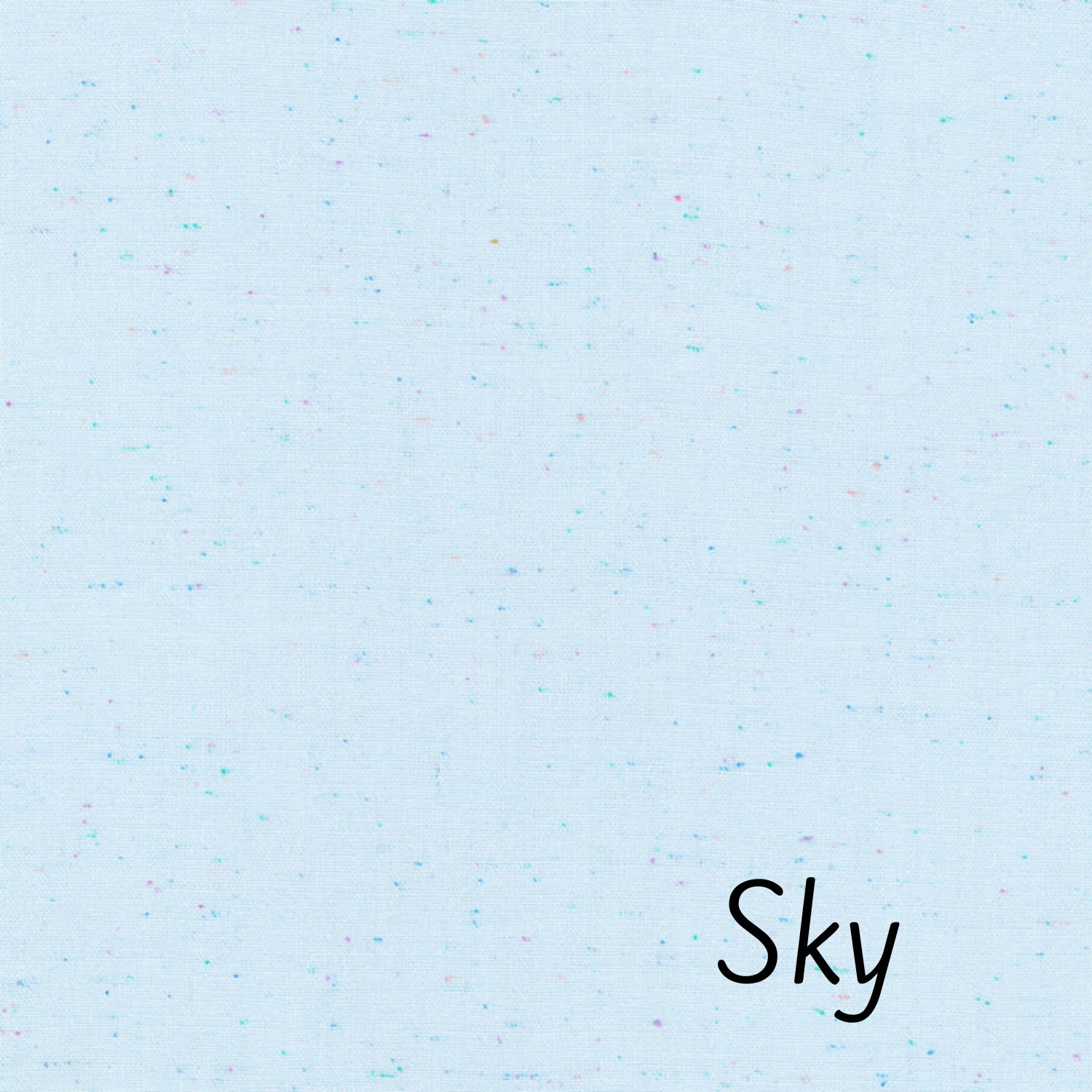 Robert Kaufman Essex Speckle Linen Blend in Sky.  Light blue with flecks of darker blue, pink and turquois.